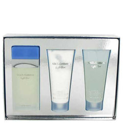 Light Blue by Dolce & Gabbana Gift Set -- 3.3 oz Eau De Toilette Spray + 3.3 oz Body Cream + 3.3 oz Shower Gel (Women)